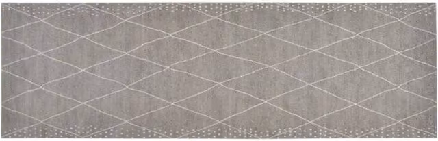 Berkfield Home Washable Rhombus Kitchen Rug in Grey Velvet, W: 60 cm, L: 180 cm – 1