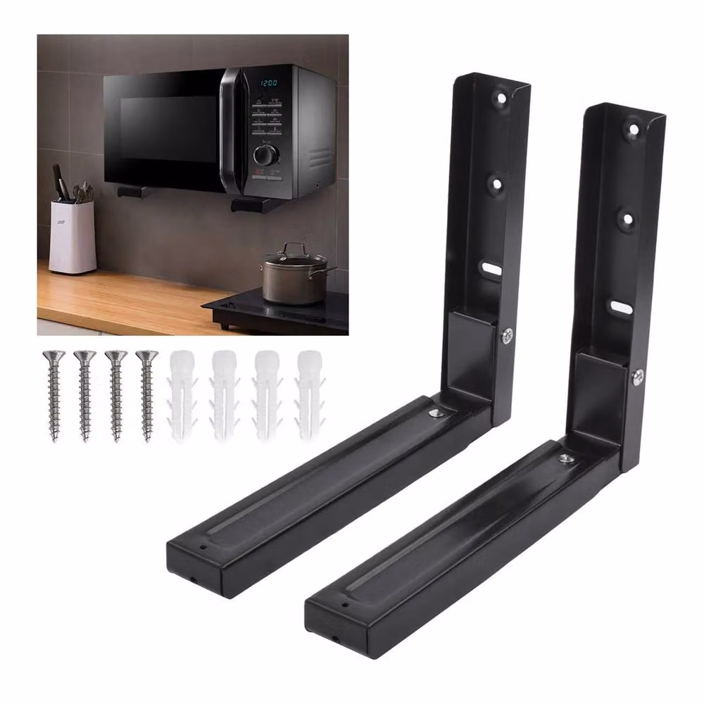 Nordara Heavy Duty Adjustable Stretch Oven and Microwave Wall Mounted Bracket in Black – 5