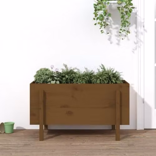 vidaXL Wooden Raised Bed in Honey Brown, W: 101 cm, D: 50 cm, H: 57 cm – 2