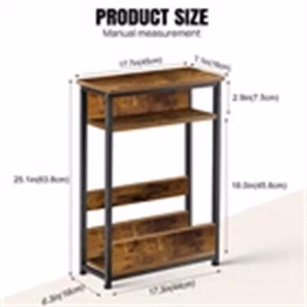 Nordara Type B 3-Tier Narrow Side Table in Brown – 2