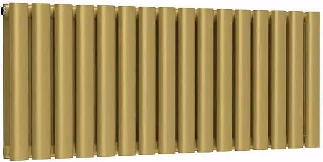Lux Heat Oval Horizontal Double Radiator in Metallic Gold, W: 96.0 cm, H: 40.0 cm