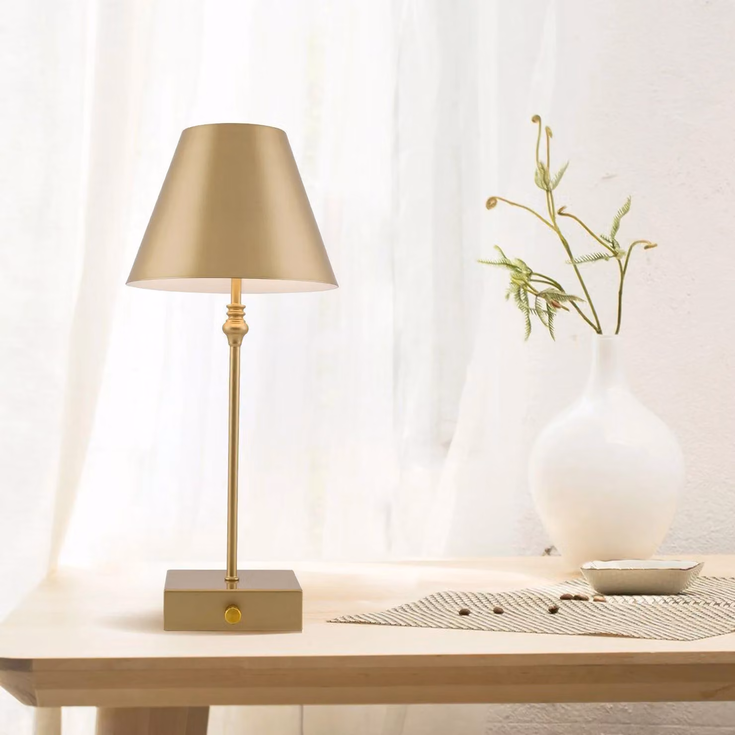 Harper Living Modern Cordless LED Table Lamp with Dimmable Rotary Switch, Gold – 2