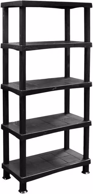 PAWNORA Heavy Duty 5 Tier Plastic Storage Shelf in Black