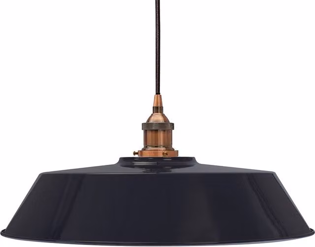 SE Home Chancery Large Round Pendant Light in Navy Blue and Antique Copper