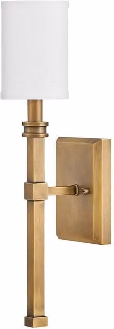 Netlighting Moore Candle Wall Lamp in Gold Brass with Ivory Fabric Shade, E14