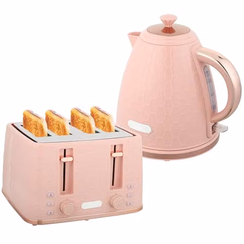 HOMCOM Kettle and Toaster Set in Pink – 1