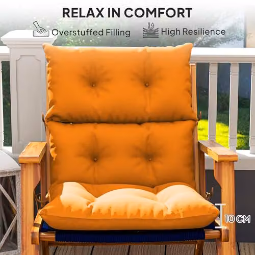 Outsunny Orange Tufted Adirondack Chair Cushion with UV-Resistant Quilted Polyester Fabric and Foam Padding – 3