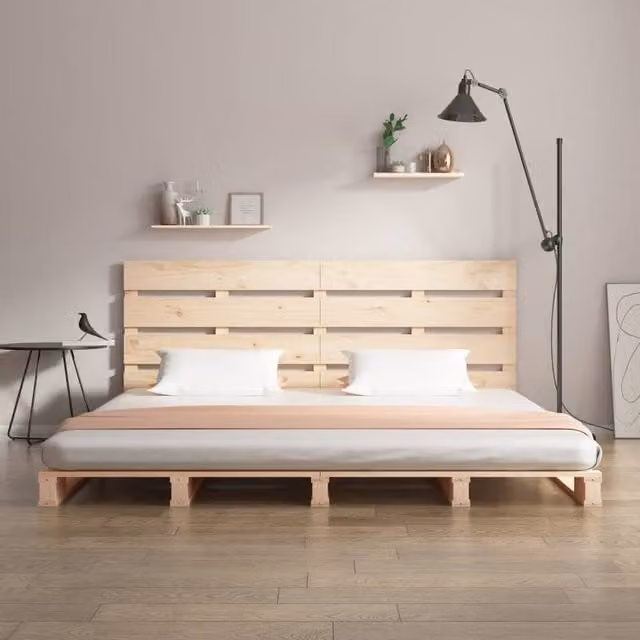 Berkfield Home Beautiful Bed Frame in Solid Pine Wood, Beige, W/D/H: 200 x 200 x 80 cm