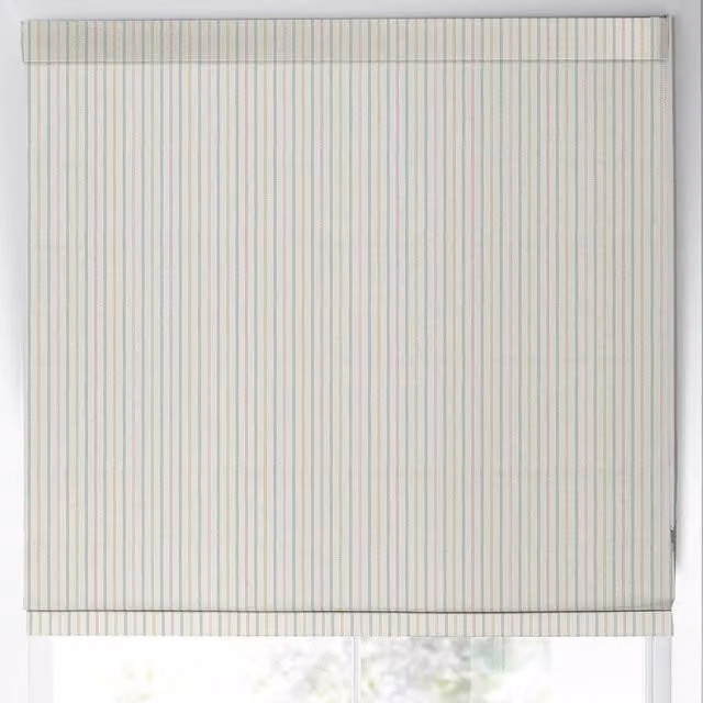 Laura Ashley Candy Stripe Blackout Made to Measure Roman Blind in Pale Ochre and Yellow