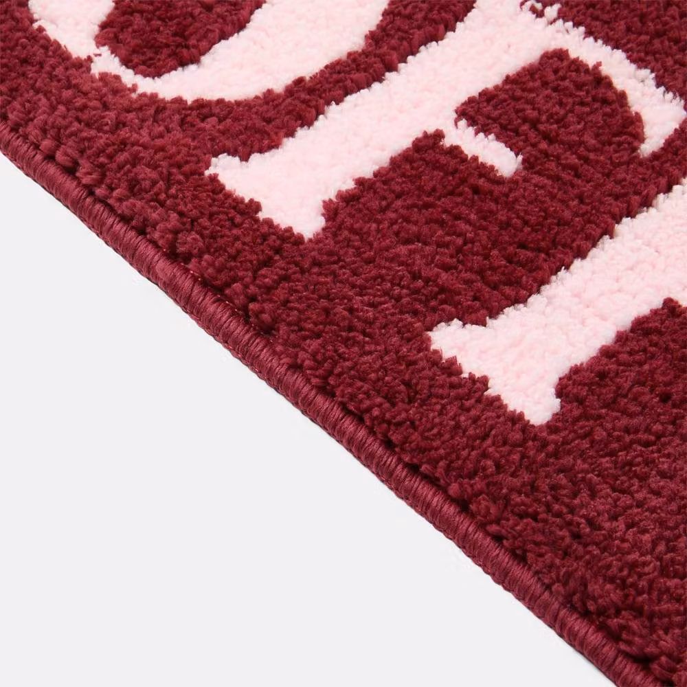 OHS Take It Off Non-Slip Textured Chenille Bath Mat in Pink and Burgundy – 3