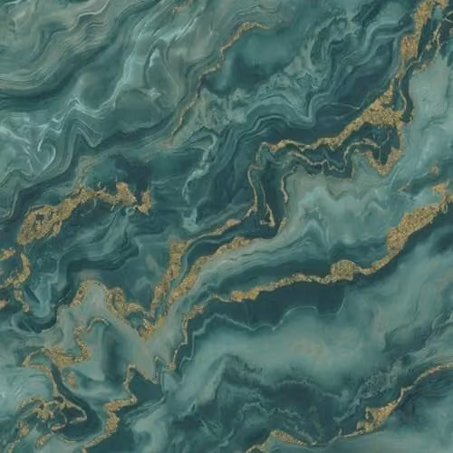 Erismann Elle 10447-19 Non-Woven Marble Look Wallpaper in Green and Gold Metallic
