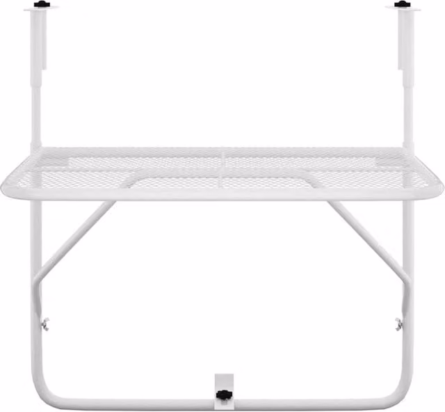 Berkfield Home Durable Steel Balcony Table in White, W/D/H: 60 x 40 x 65 cm