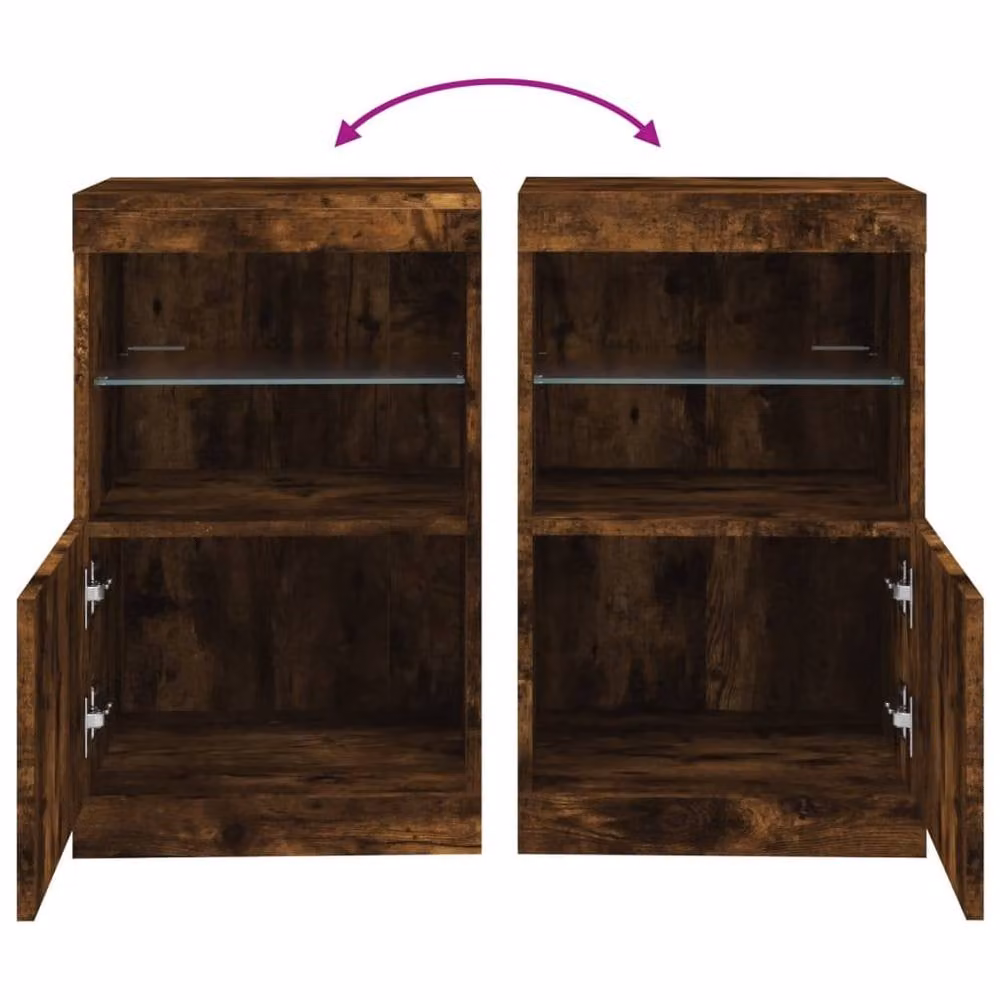 Berkfield Home Sideboard with Integrated LED Lights in Smoked Oak Brown, W: 41 cm, D: 37 cm, H: 67 cm – 8