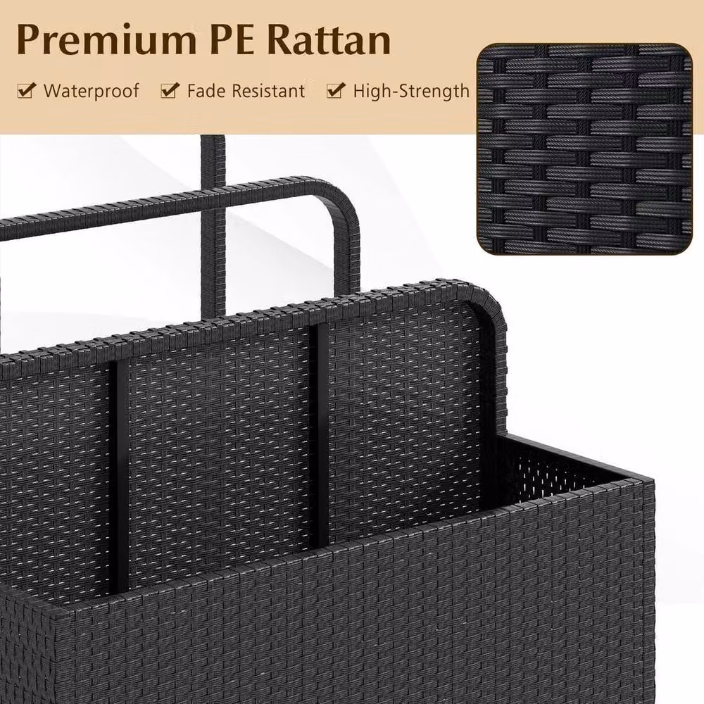 Kelvenix Rolling Wicker Float Storage Organizer in Black with Galvanised Steel Frame – 3