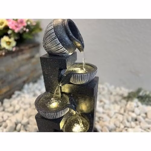 Tranquility Compact Nebula Mains Power Tabletop Cascade Water Feature in Sand and Black Resin, W/D/H: 18.0 x 49.0 x 18.0 cm – 3
