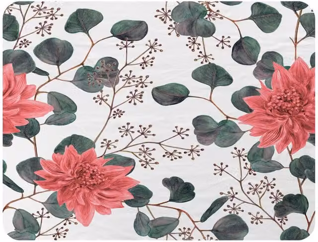 Benjamin Tate Design Red Flowers and Green Leaves Fleece Blanket in Natural, W/D/H: 120 x 150 cm – 2