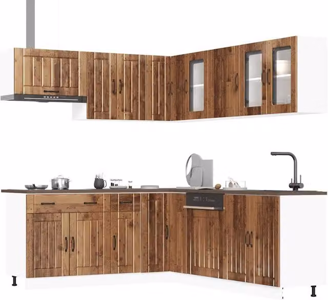 Berkfield Home Lucca 11 Piece Rustic Kitchen Cabinet Set in Brown Old Wood