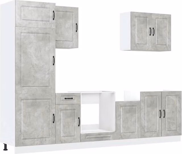 Berkfield Home Kalmar 7 Piece Modern Kitchen Cabinet Set in Concrete Grey Engineered Wood
