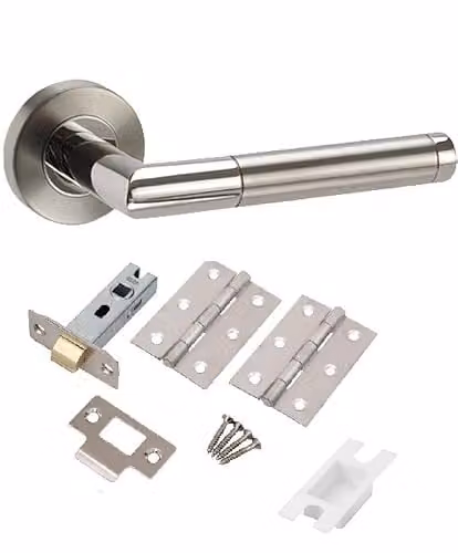 Golden Grace Mitred Hand Dual Finish Satin Nickel and Polished Chrome Silver Set