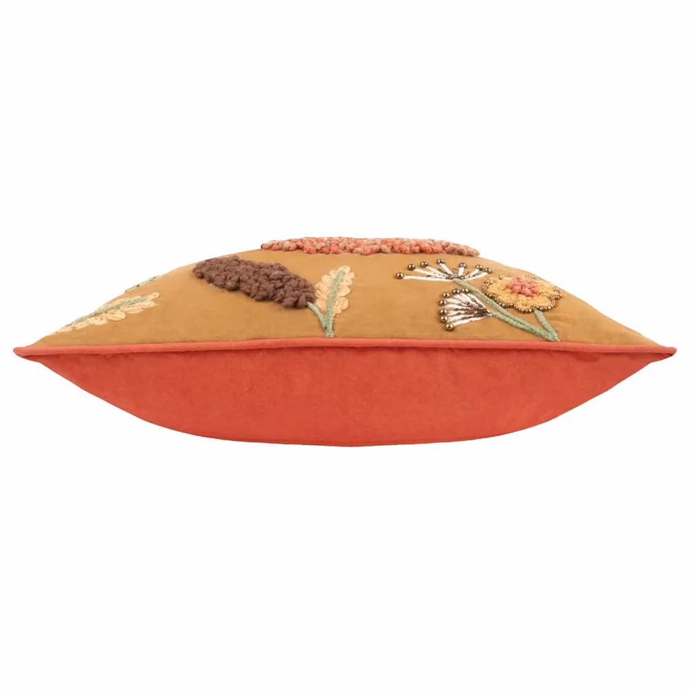 Wylder Mushroom Dell Embroidered Cotton Cushion in Autumn Gold, W/D/H: 45 x 45 x 45 cm – 3