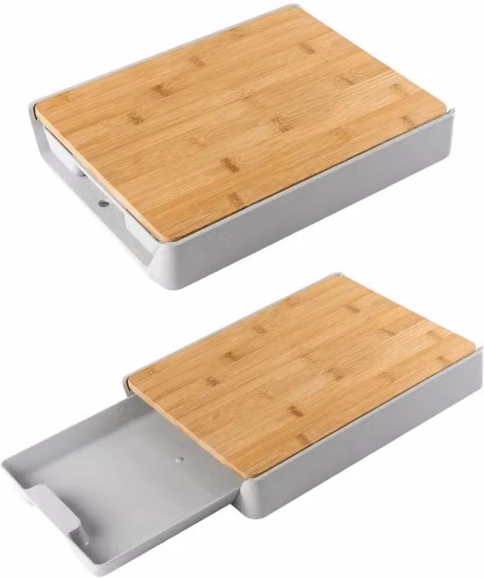 KORVIXA Brown Rectangular Bamboo and Plastic Chopping Board – 1