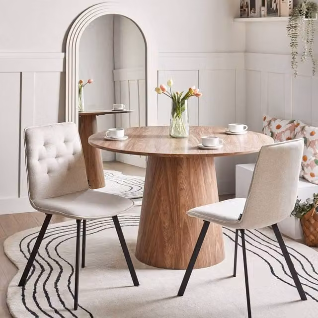Wyld and Coco 2-Pack Beige Fabric Scandinavian Style Armless Dining Chairs – 1