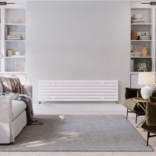 UK Radiators Typhoon Axis White Horizontal Designer Single Panel Steel Radiator W: 180 cm, H: 47.6 cm – 2