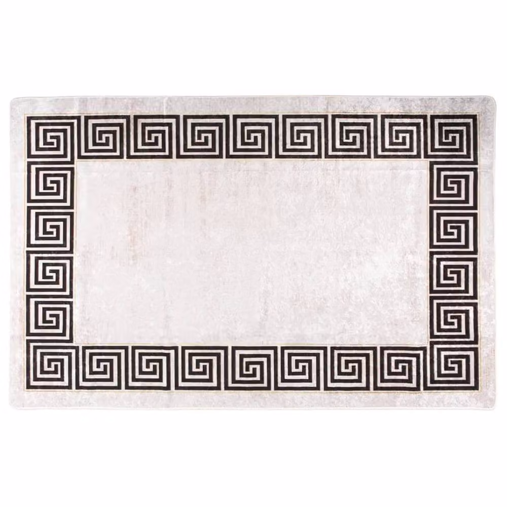 Berkfield Home Washable Geometric Round Anti Slip Rug in Light Beige, Diameter: 100 cm – 2