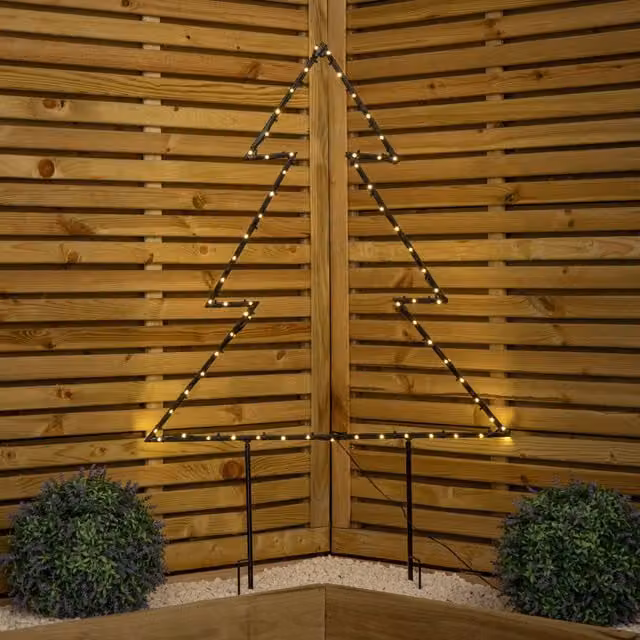 Samuel ALEXANDER Black Metal Dewdrop Christmas Tree with Warm White LEDs, H: 80 cm, W: 73 cm
