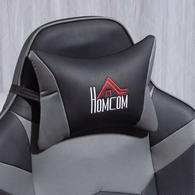 HOMCOM Grey PU Leather Massage Recliner Armchair with Remote Control