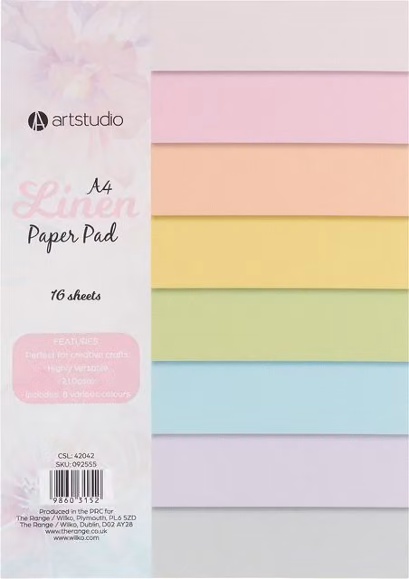 Art Studio A4 Linen Paper Pad, Multicolour