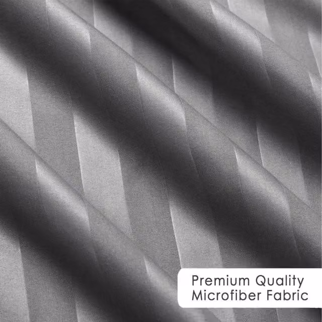 Cotton Passion Grey Striped Microfibre Duvet Cover and Pillowcase Set