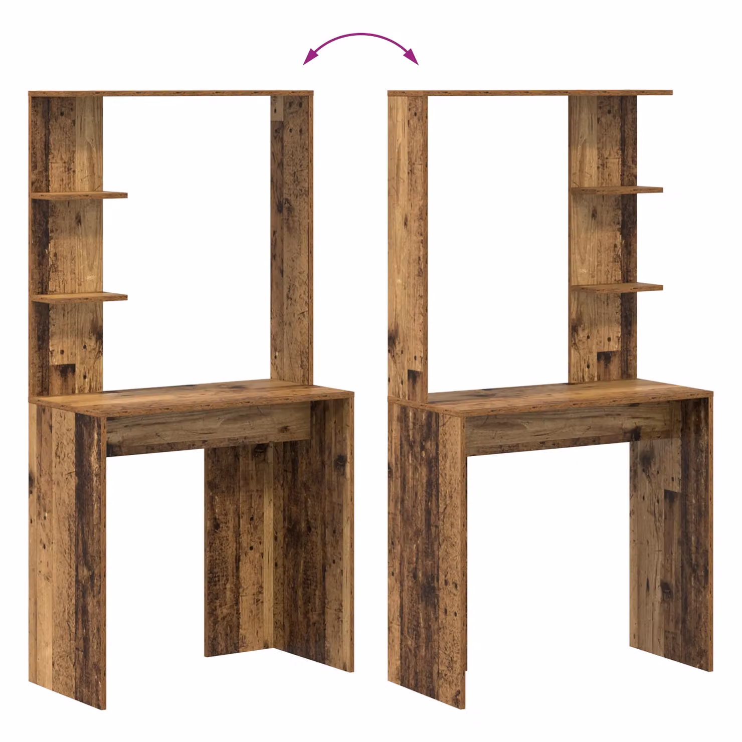 Berkfield Home Brown Reclaimed Solid Wood Writing Desk with Medium Shelving – 4