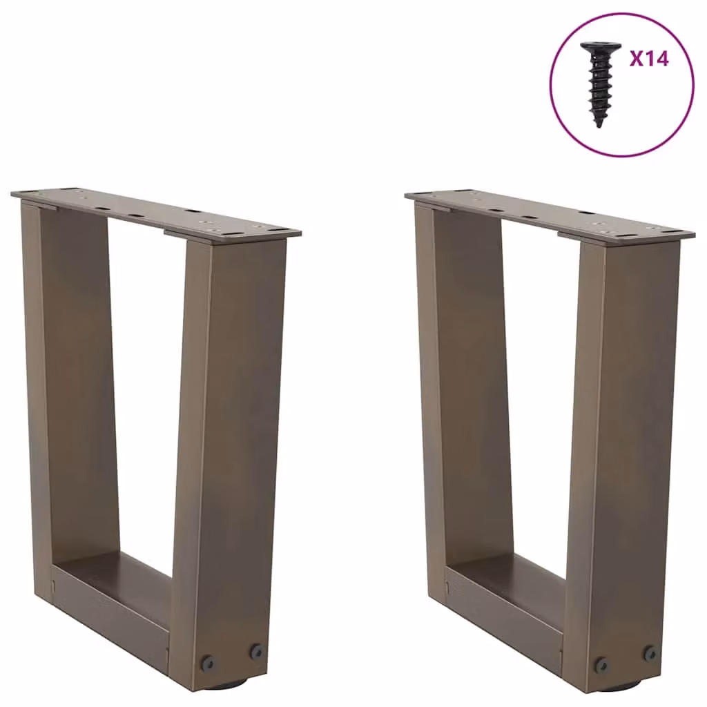 Berkfield Home V-Shape Dining Table Legs, 2 Pieces, Brown Steel, W: 30 cm x D: 30 cm x H: 30 cm – 2