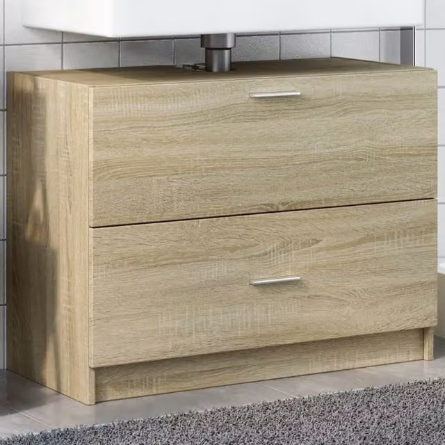 Berkfield Home Sonoma Oak Sink Cabinet in Brown, W/D/H: 78 x 37 x 59 cm – 1