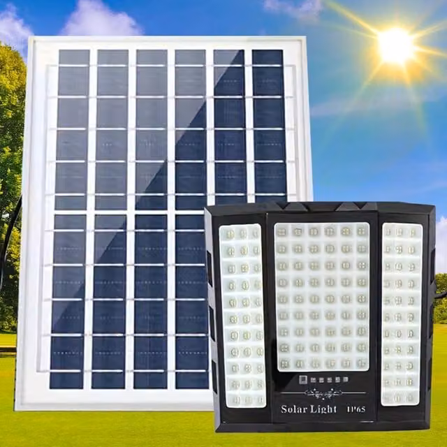 Ventryn 480 LED Solar Security Floodlight with Motion Sensor and Remote Control in Black – 1