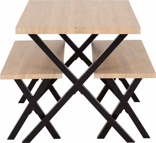 Seconique Buxton Dining Table and Benches Set in Brown and Black – 3