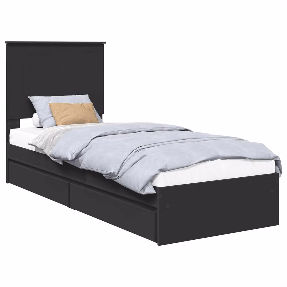 Berkfield Home Modern Storage Bed with Headboard and Drawers in Black, W/D/H: 190 x 75 x 75 cm – 2
