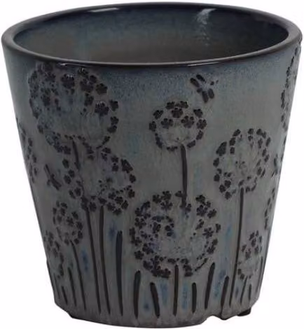 KDMD Hortus Lithgow Seed Head Pot, Dark Grey Ceramic, H 13 cm x Dia 12.5 cm