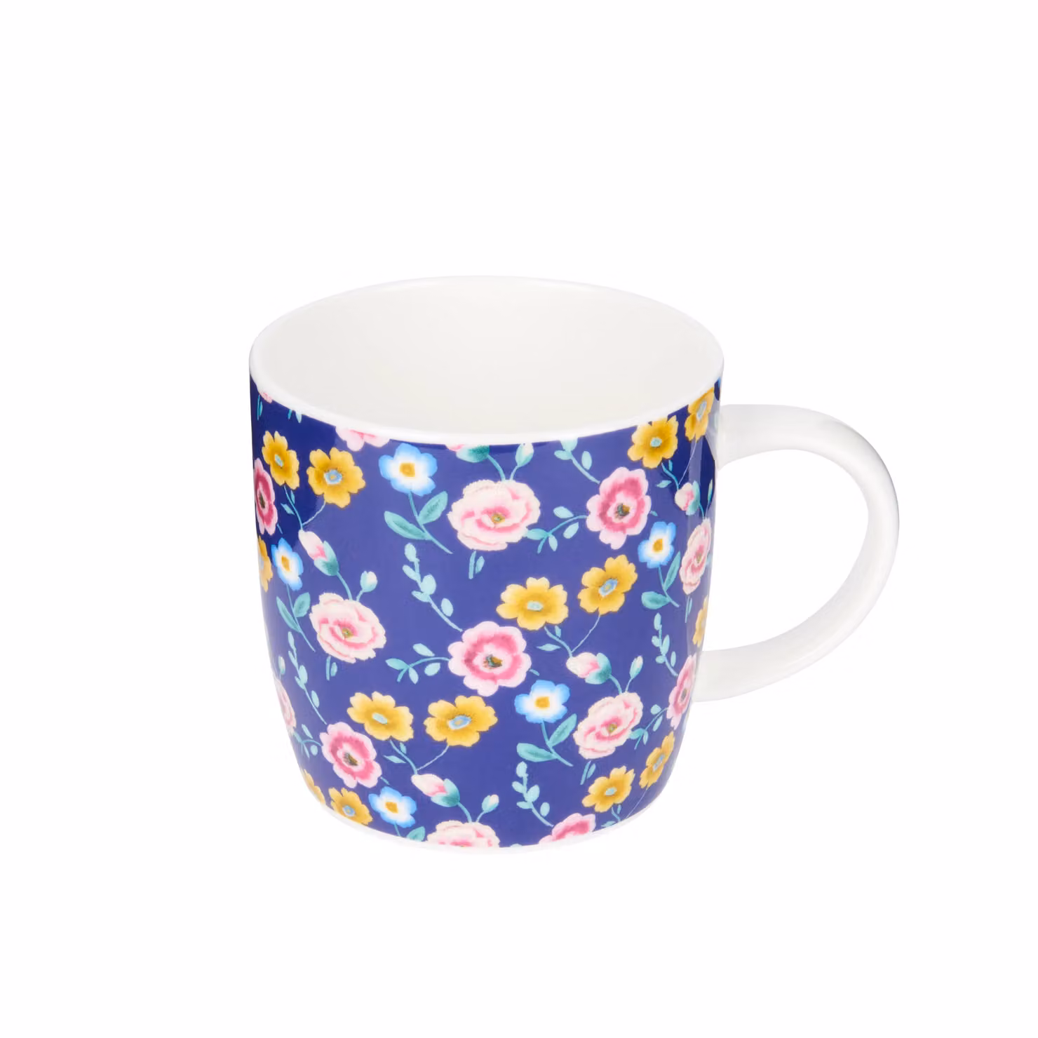 KitchenCraft 4-Piece Blue Floral Ceramic Barrel Mug Set – 2