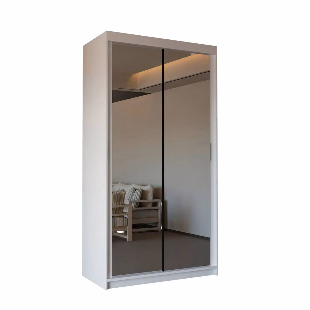 Sliding Wardrobes 4U Modern Double Sliding Door Wardrobe in White, W/H: 90 x 200 cm – 2