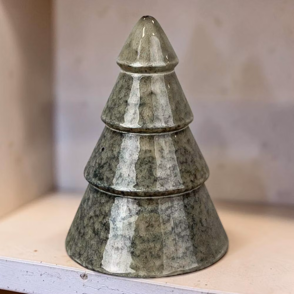 Four Candle Modern Grey Glazed Ceramic Tabletop Christmas Tree Decoration – 2