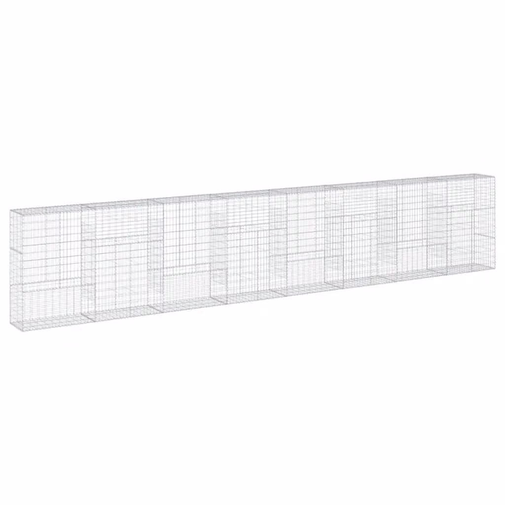 Berkfield Home Silver Galvanised Steel Gabion Basket with Cover, W: 800 cm, D: 50 cm, H: 150 cm – 2