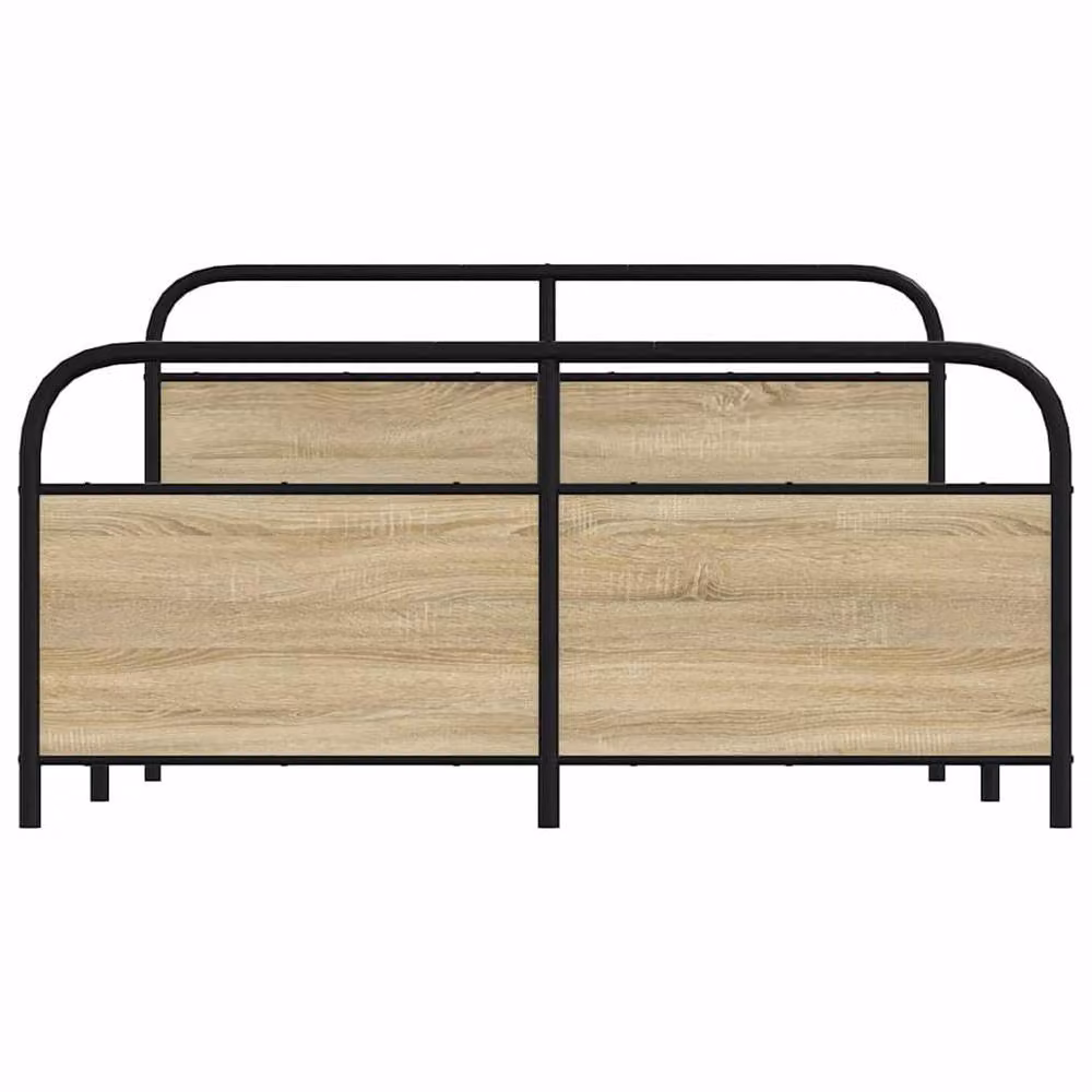 Berkfield Home Metal and Wood Bed Frame in Sonoma Oak, King Size, W/D/H: 150 x 200 x 100 cm – 2
