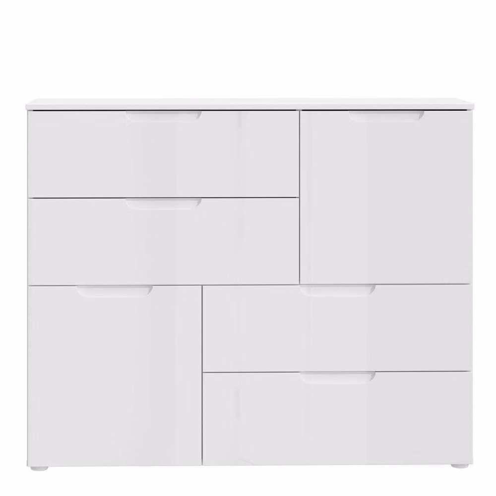 Wyld Haus Leipzig White Gloss Chest of 4 Drawers and 2 Doors – 2