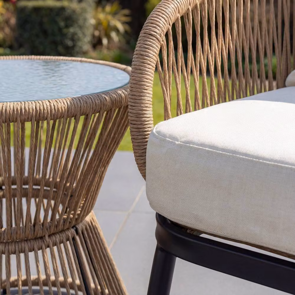 Rosewood & Stone Home Sissinghurst 3 Piece Beige Sheesham Wood and Stone Patio Set – 2