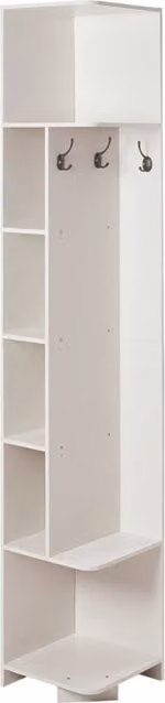 Livingandhome Minimalist White Corner Storage Rack with Hooks, Width: 40 cm