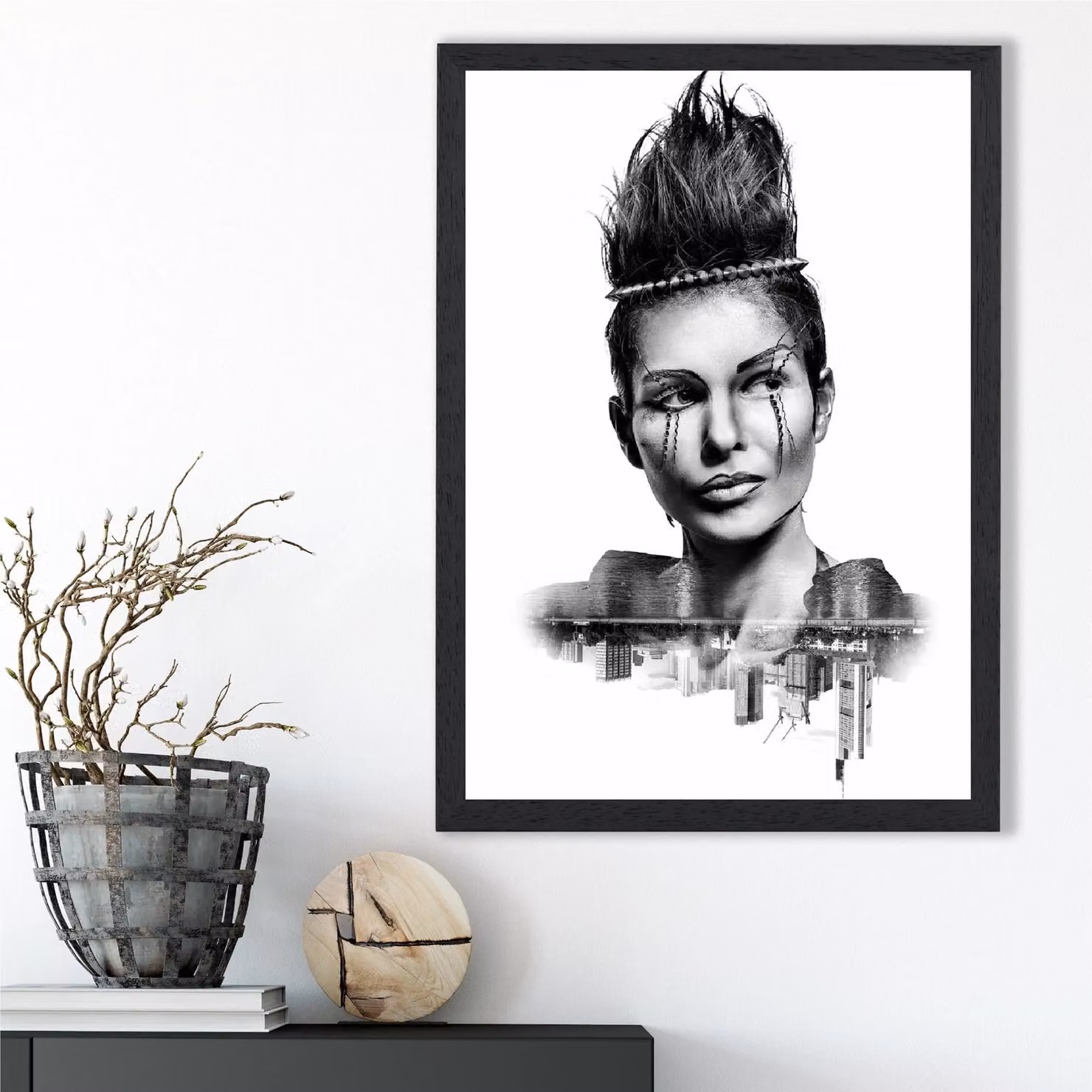 ARTZE Abstract and City Fashion Black and White Framed Photo Print – 2