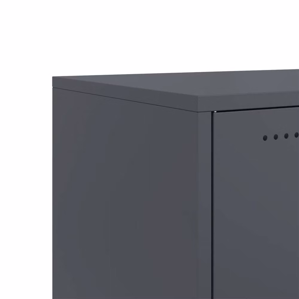 Berkfield Home Anthracite Steel TV Cabinet in Dark Grey, W: 100.5 cm, D: 39 cm, H: 43.5 cm – 6