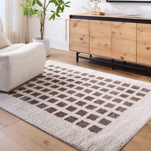 Livabliss Fossay Shag Washable Modern High Pile Rug in Dark Brown, W: 160 cm, L: 215 cm
